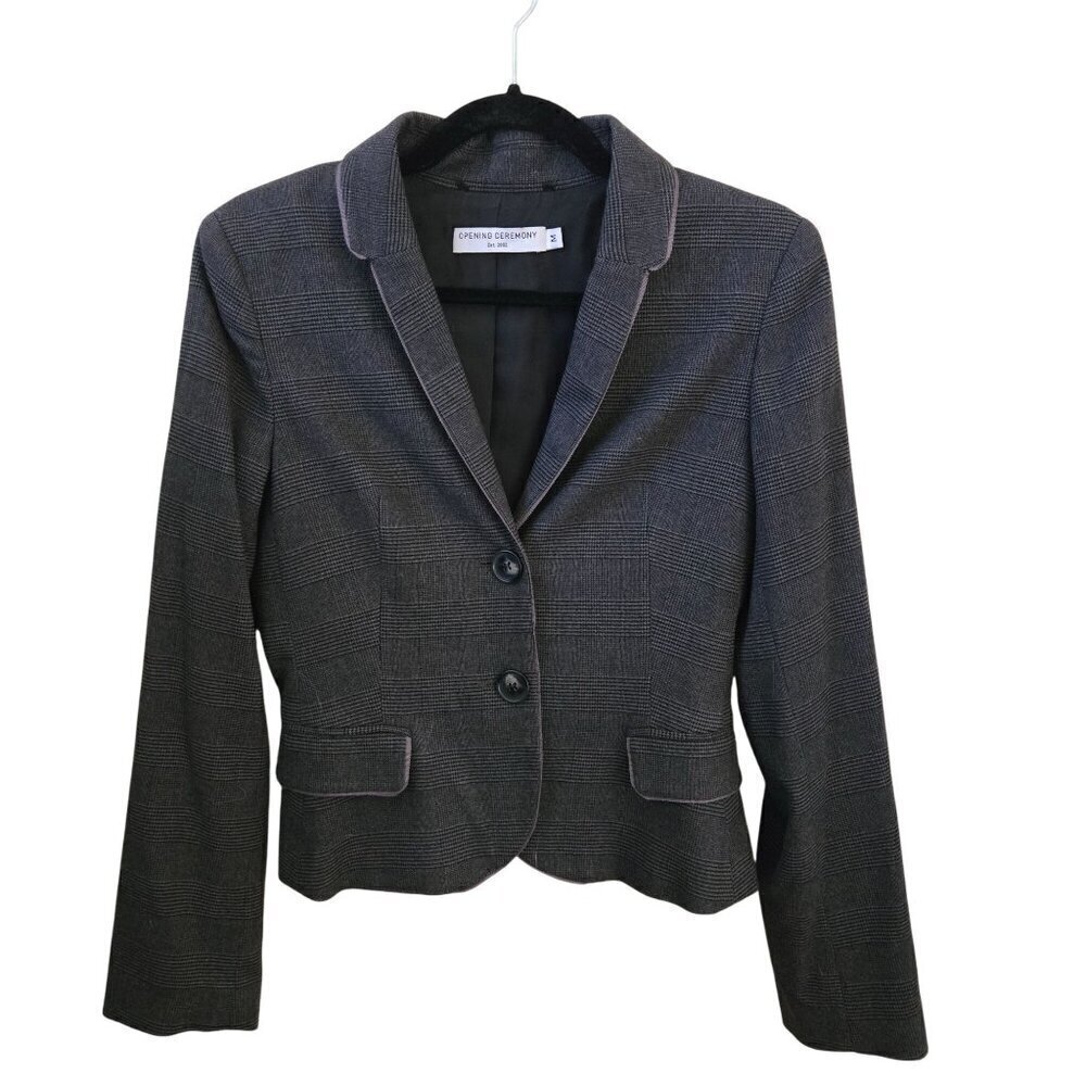 Opening Ceremony Wool Cashmere Plaid Suiting Blazer Gray Size M